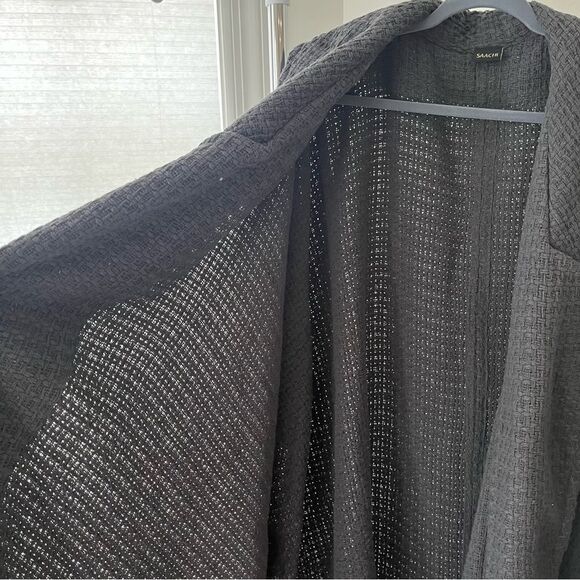 SAACHI Waffle Knit Topper Cape Scarf Cardigan Wrap in Dark Gray Cotton One Size - Picture 9 of 12